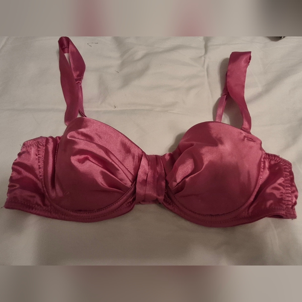 Sophie And Me Satin Bra in Hot Pink